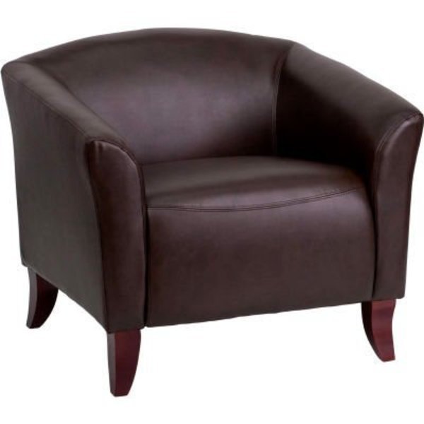 Leather Reception Chair - Brown - Hercules Imperial Series, Gec, Mfr#: 111-1-BN-GG